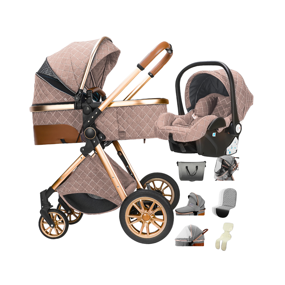 Luxe 3 in 1 Kinderwagen Met Autostoel En Wieg