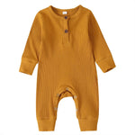 Lange Jumpsuit Voor Baby's Met Knoopdetail Mosterdgeel