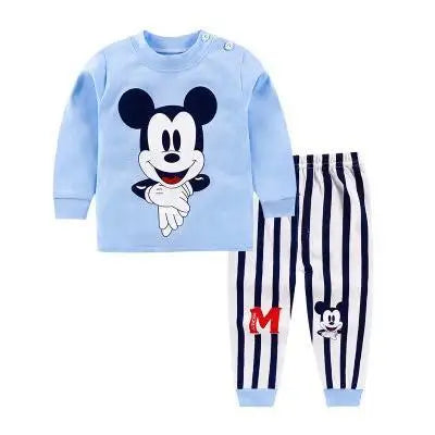 Mickey Mouse Cartoon Pyjama Blauw Met Streepjes Broek