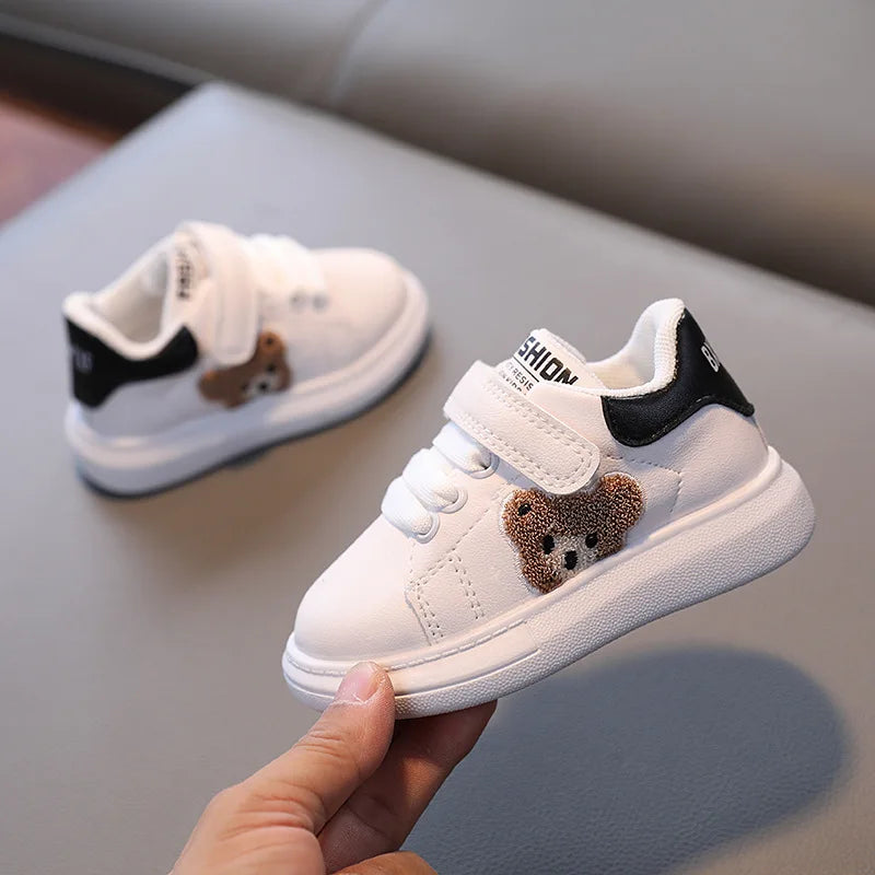 Witte Sneakers voor Baby's en Kinderen Met Beertje Kleur Zwart