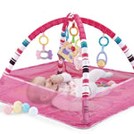 Babygym Met Kleurrijke Speelmat En Boog Roze met baby