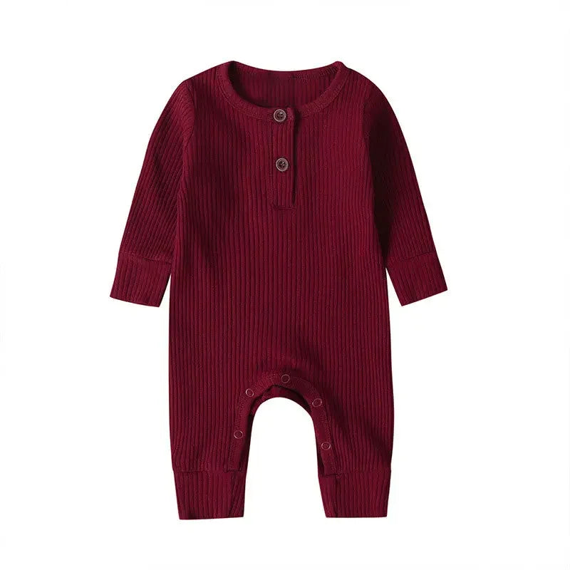 Lange Jumpsuit Voor Baby's Met Knoopdetail Bordeaux