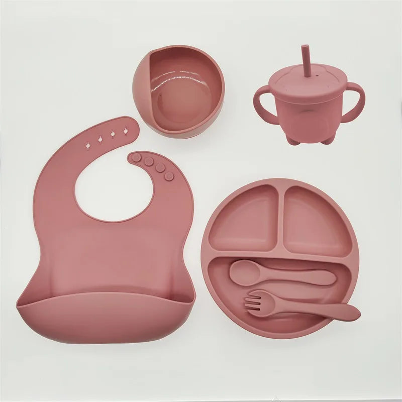 Complete 6-Delige Babyservies Set Kleur Donker Roze