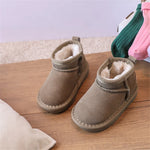 Winter Boots Met Leer Voor Baby's en Kinderen Leger Groen