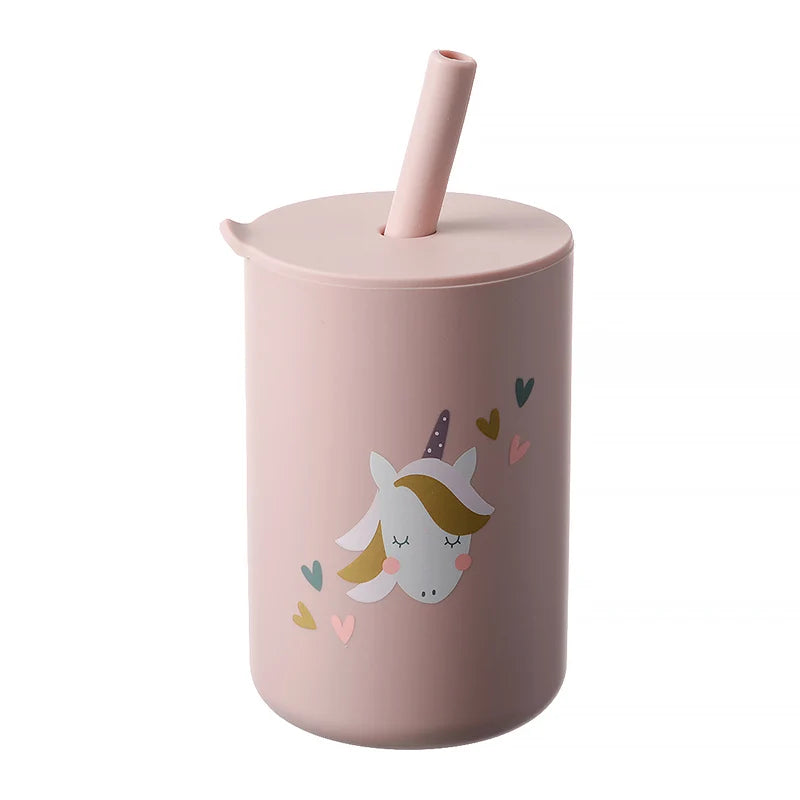 Siliconen Drinkbeker Met Rietje Roze Met Unicorn