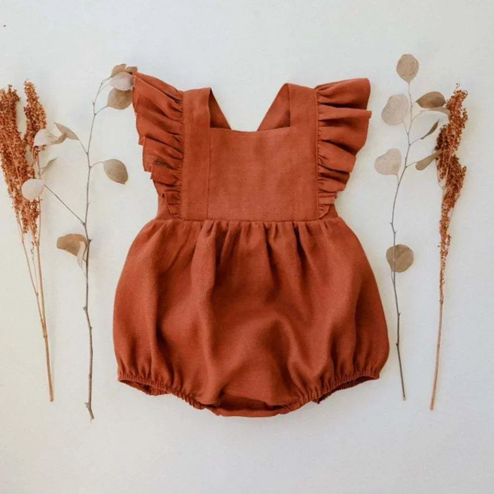 Zomerse Romper Met Ruches Voor Meisjes Kleur Oranje Rood