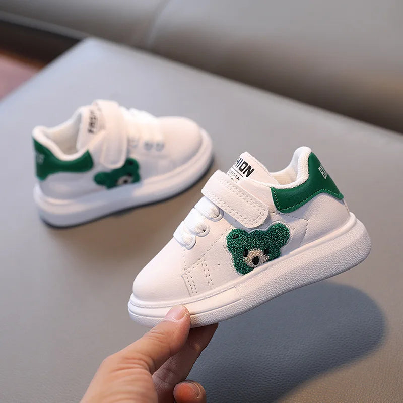 Witte Sneakers voor Baby's en Kinderen Met Beertje Kleur Groen