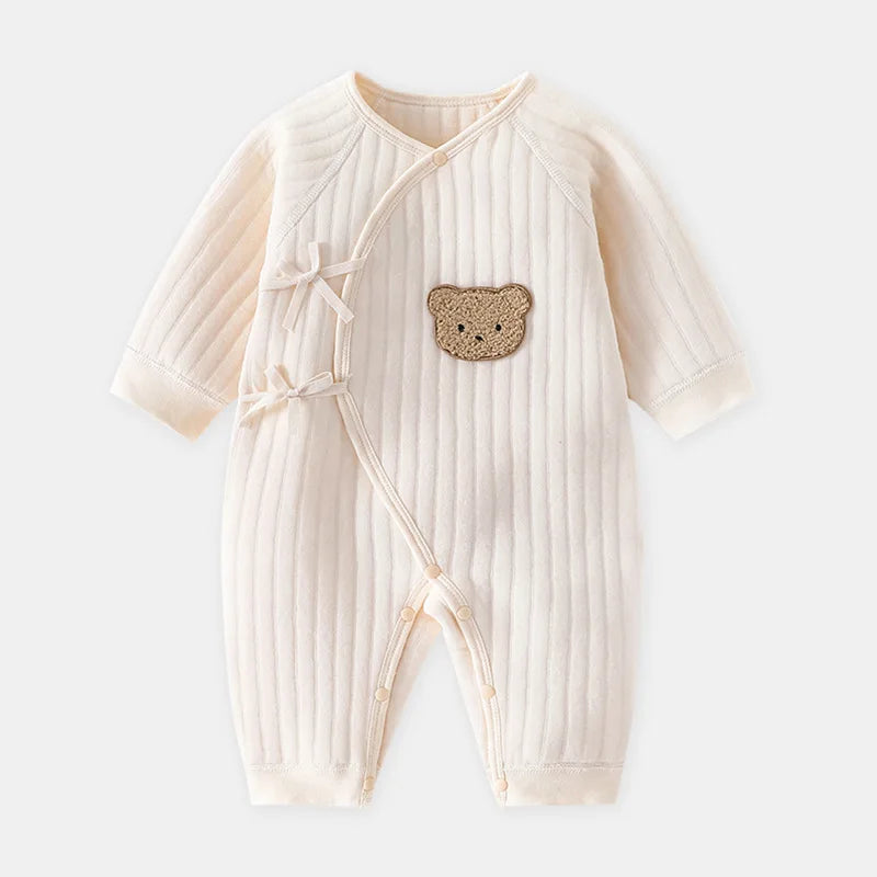 Boxpakje Met Overslag En Beertje Voor Baby's Kleur Khaki