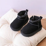 Winter Boots Met Leer Voor Baby's en Kinderen Zwart