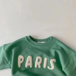 Paris Sweatshirt Groen Ingezoomd Bovenkant