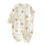 Newborn Pyjama Met Drukknopen En Lange Mouwen Creme Met Beertjes