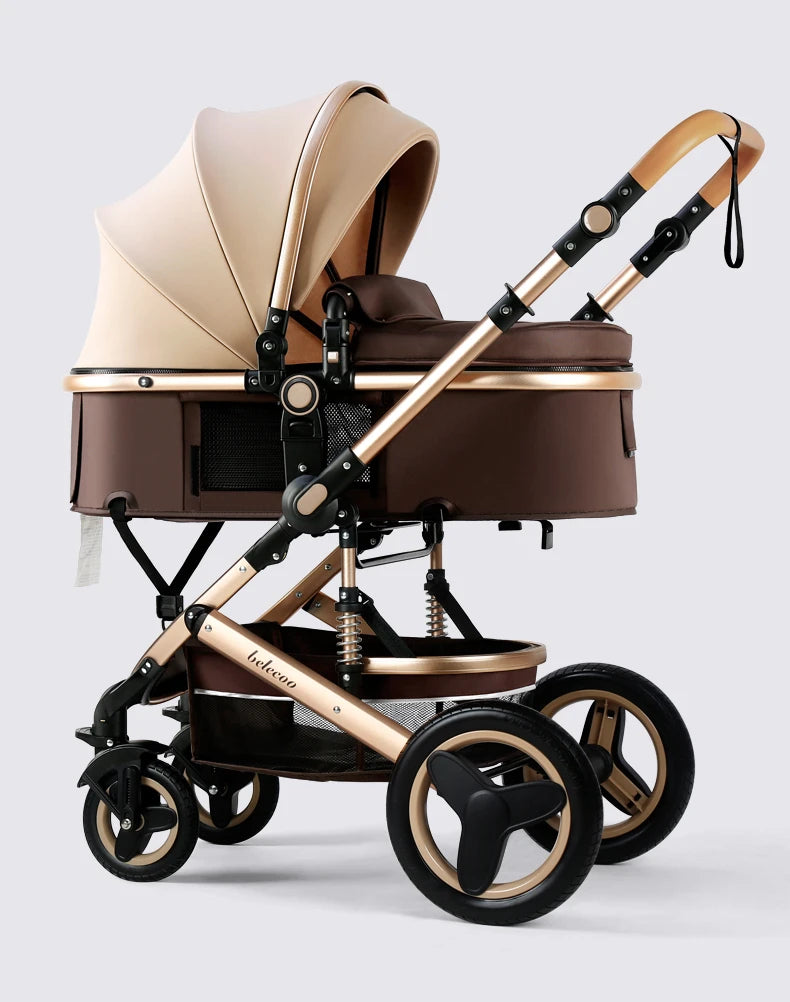 Kinderwagen 3 in 1 Met Wieg en Autostoel Kleur Khaki