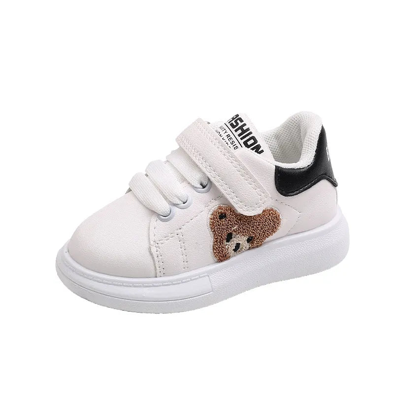 Witte Sneakers voor Baby's en Kinderen Met Beertje Kleur Zwart Links