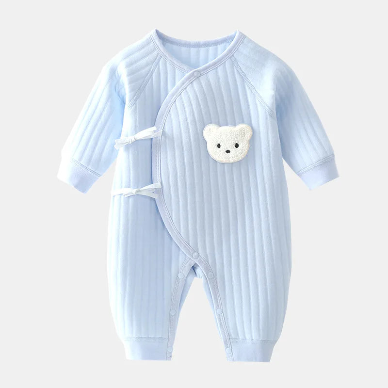 Boxpakje Met Overslag En Beertje Voor Baby's Kleur Blauw