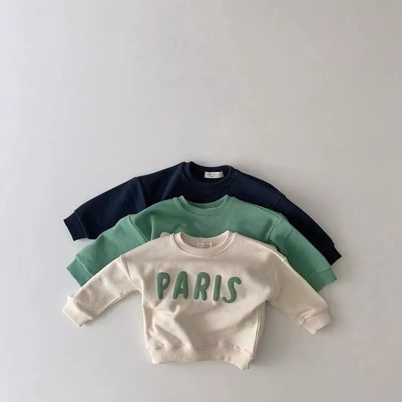 Paris Sweatshirt Groen Beige Donkerblauw Overlap