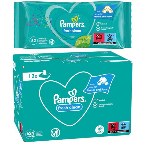 Pampers Fresh Clean Billendoekjes - 12x52 Giga Pack Pampers Billendoekjes